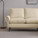 Divano angolare contemporaneo in pelle tecnica, chaise longue reversibile, beige