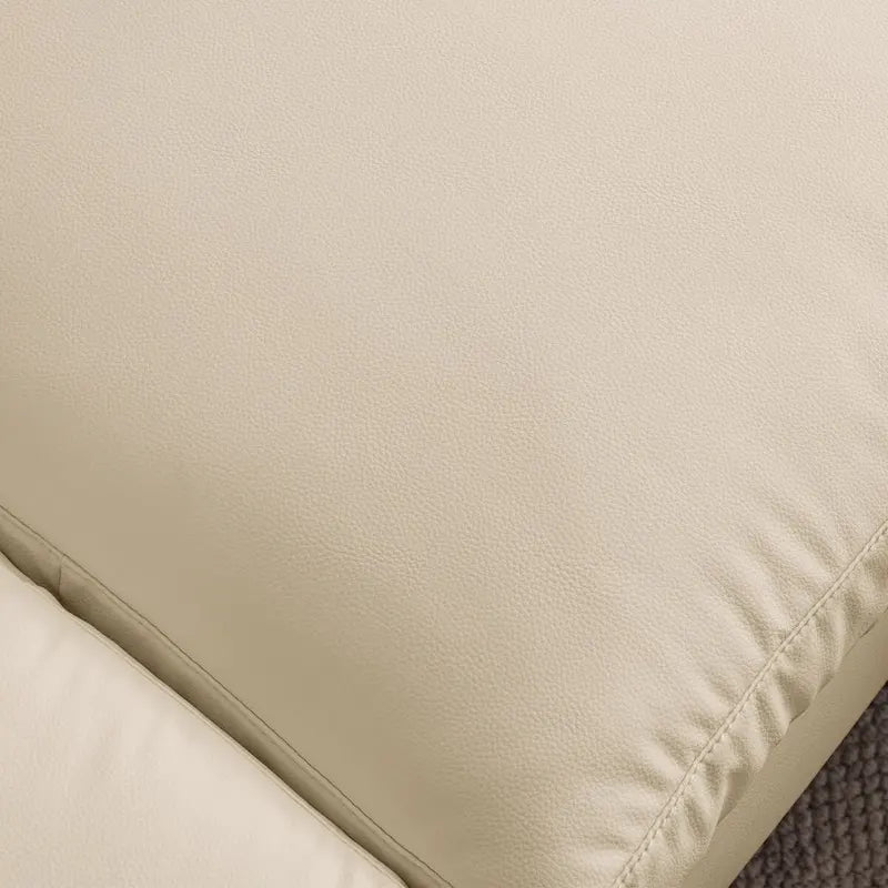 Divano angolare contemporaneo in pelle tecnica, chaise longue reversibile, beige