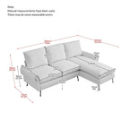 Divano angolare contemporaneo in pelle tecnica, chaise longue reversibile, beige