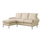 Divano angolare contemporaneo in pelle tecnica, chaise longue reversibile, beige
