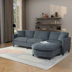 107.87 Divano componibile con pouf, cuscini sfoderabili e tasche sui braccioli, grigio scuro