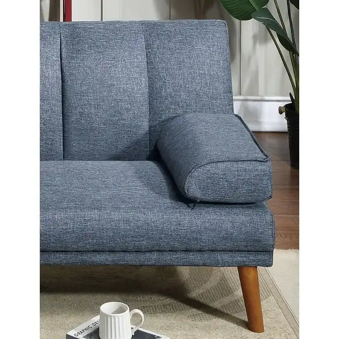 Divano Sezionale a L a 3 Posti in Misto Poliestere con Piedini in Legno Massello e Chaise Longue Regolabile