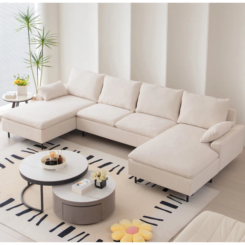 Divano sezionale a U imbottito con doppia chaise longue