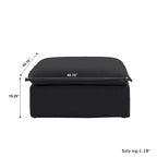 Canapé d'angle en lin avec plusieurs coussins et pouf de rangement