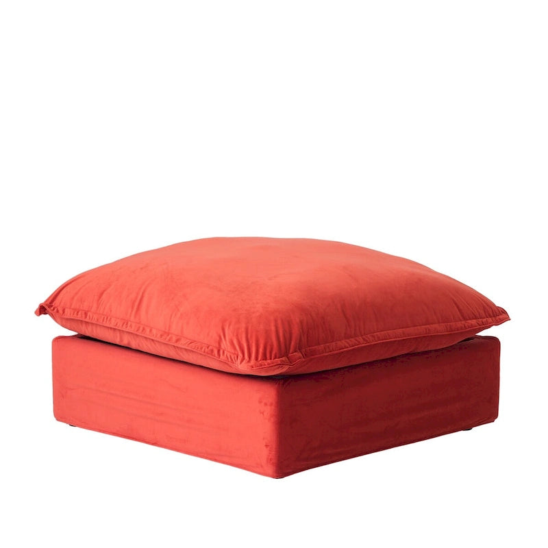 Divano componibile a U per soggiorno, divano componibile convertibile in velluto con pouf