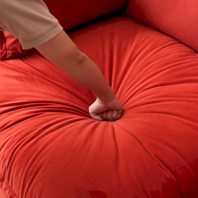Divano componibile a U per soggiorno, divano componibile convertibile in velluto con pouf