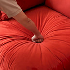 Divano componibile a U per soggiorno, divano componibile convertibile in velluto con pouf