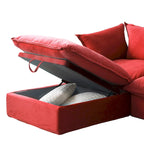 Divano componibile a U per soggiorno, divano componibile convertibile in velluto con pouf