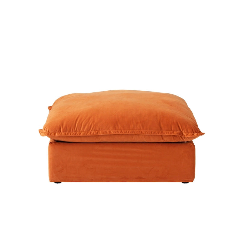 Divano componibile a U per soggiorno, divano componibile convertibile in velluto con pouf