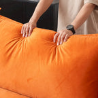 Divano componibile a U per soggiorno, divano componibile convertibile in velluto con pouf