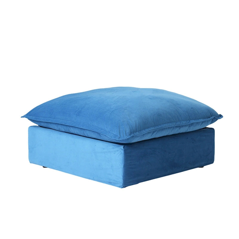 Divano componibile a U per soggiorno, divano componibile convertibile in velluto con pouf