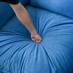 Divano componibile a U per soggiorno, divano componibile convertibile in velluto con pouf