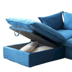 Divano componibile a U per soggiorno, divano componibile convertibile in velluto con pouf