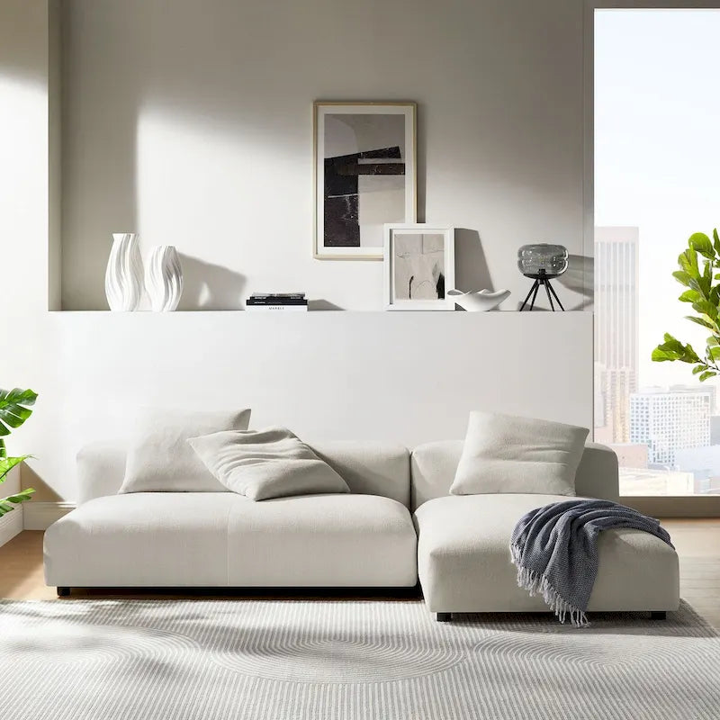 Divano componibile a 2 pezzi Solace in tessuto imbottito con chaise longue