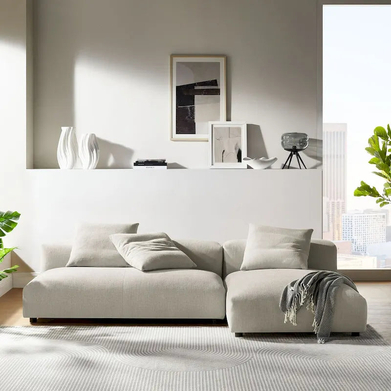 Divano componibile a 2 pezzi Solace in tessuto imbottito con chaise longue