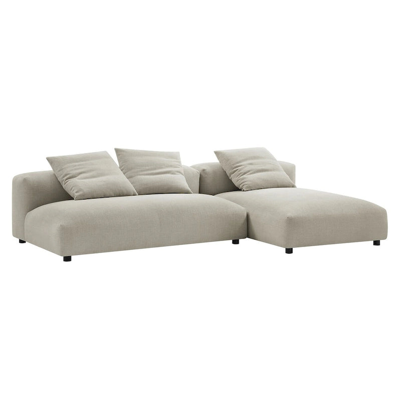 Divano componibile a 2 pezzi Solace in tessuto imbottito con chaise longue