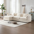 Canapé d'angle modulable trois places surdimensionné et confortable en tissu chenille