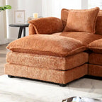 Canapé d'angle modulable trois places surdimensionné et confortable en tissu chenille