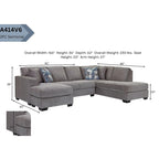 Sectionnel en U American Furniture Classics Graphite Modèle A414V6-K2 avec 4 coussins décoratifs