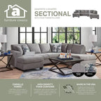 Sectionnel en U American Furniture Classics Graphite Modèle A414V6-K2 avec 4 coussins décoratifs
