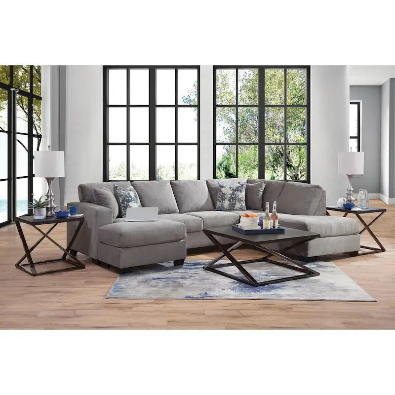 Sectionnel en U American Furniture Classics Graphite Modèle A414V6-K2 avec 4 coussins décoratifs