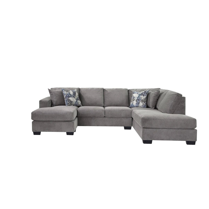 Sectionnel en U American Furniture Classics Graphite Modèle A414V6-K2 avec 4 coussins décoratifs