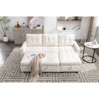 Divano letto angolare reversibile 77, a forma di L, 2 posti con chaise longue e contenitore per soggiorno