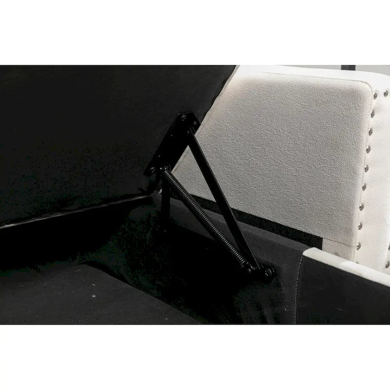 Divano letto angolare reversibile 77, a forma di L, 2 posti con chaise longue e contenitore per soggiorno