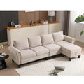 Divano componibile trasformabile con pouf contenitore, Divano a L, Beige, Design moderno
