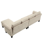 Divano componibile trasformabile con pouf contenitore, Divano a L, Beige, Design moderno
