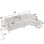 Divano componibile trasformabile con pouf contenitore, Divano a L, Beige, Design moderno