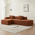Divano Sezionale Angolare a 5 Posti, Tessuto Sherpa, Comfort Supremo, Arancione