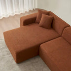 Divano Sezionale Angolare a 5 Posti, Tessuto Sherpa, Comfort Supremo, Arancione