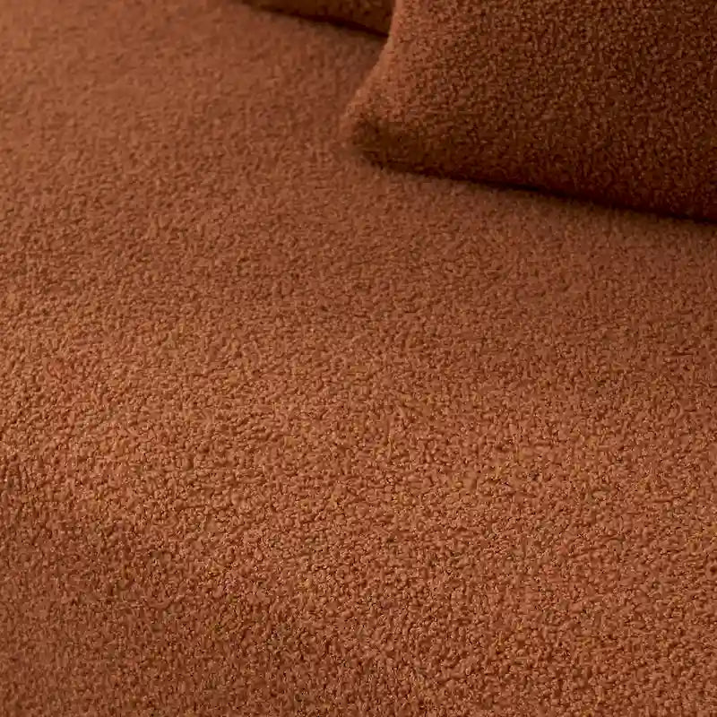Divano Sezionale Angolare a 5 Posti, Tessuto Sherpa, Comfort Supremo, Arancione