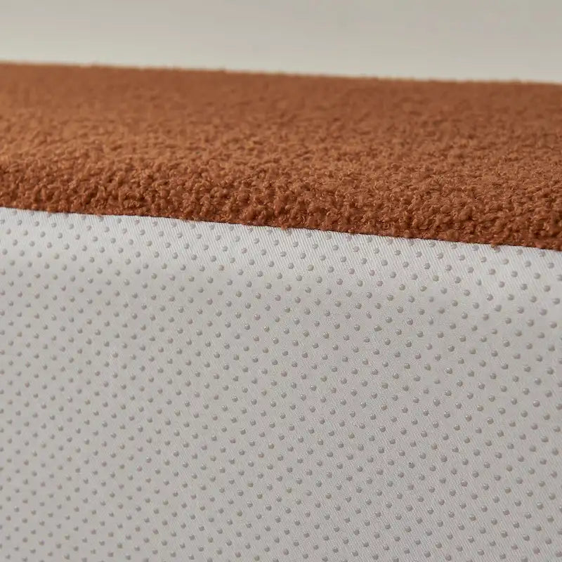 Divano Sezionale Angolare a 5 Posti, Tessuto Sherpa, Comfort Supremo, Arancione