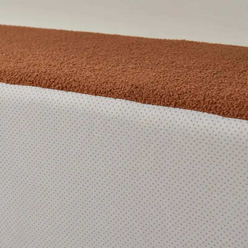 Divano Sezionale Angolare a 5 Posti, Tessuto Sherpa, Comfort Supremo, Arancione