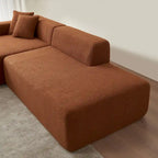 Divano Sezionale Angolare a 5 Posti, Tessuto Sherpa, Comfort Supremo, Arancione