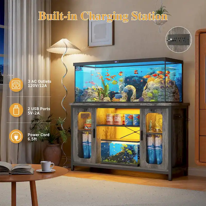 Supporto per terrario Supporto per acquario con prese di corrente e luce LED
