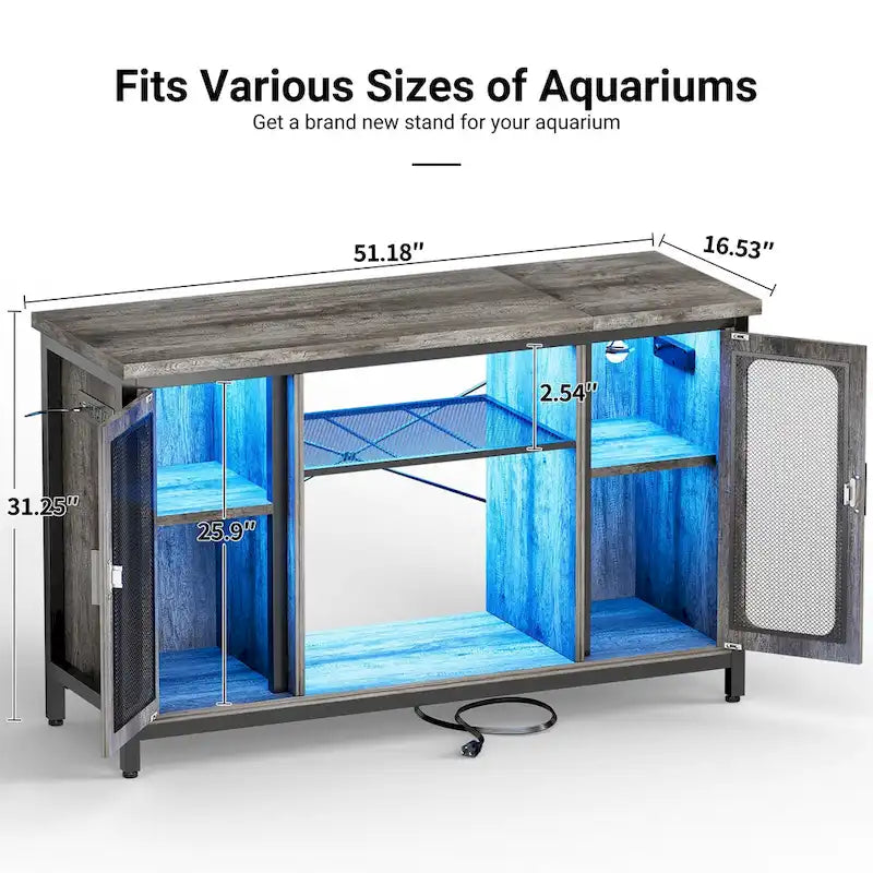 Supporto per terrario Supporto per acquario con prese di corrente e luce LED