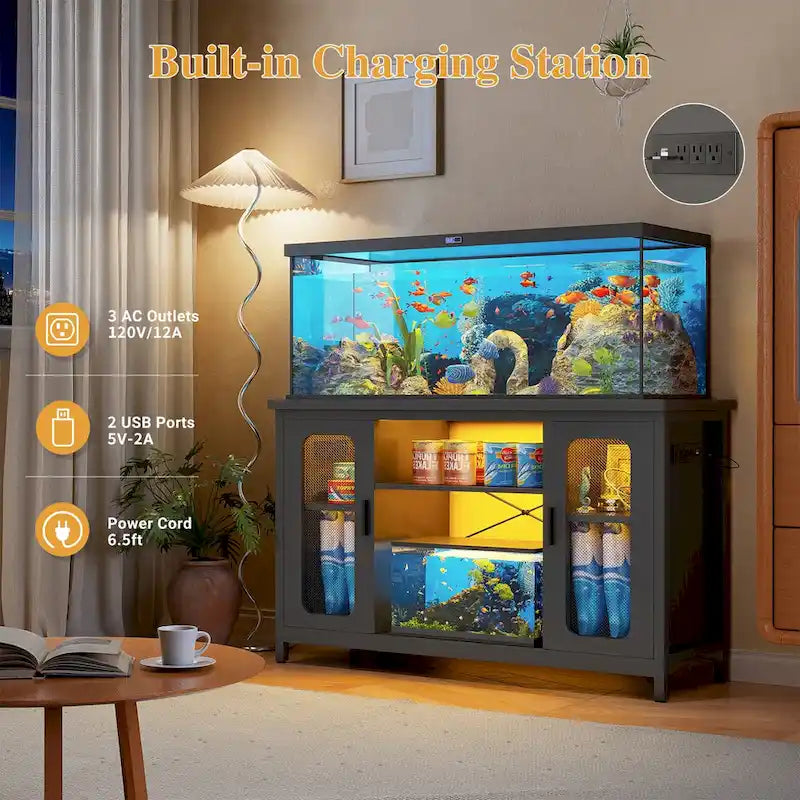 Supporto per terrario Supporto per acquario con prese di corrente e luce LED