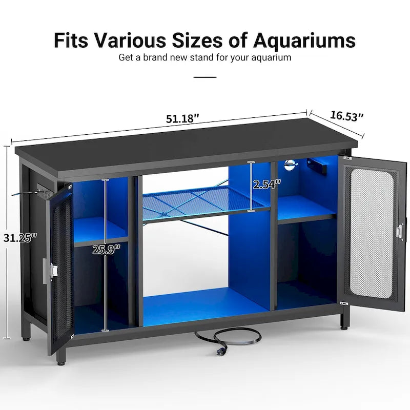 Supporto per terrario Supporto per acquario con prese di corrente e luce LED