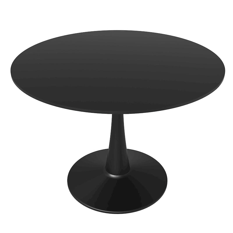 Tavolo da pranzo rotondo da 40" per 4 persone con piano in MDF e base in acciaio nero, per cucina e sala da pranzo