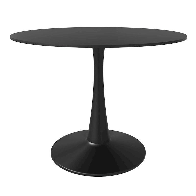Tavolo da pranzo rotondo da 40" per 4 persone con piano in MDF e base in acciaio nero, per cucina e sala da pranzo