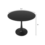 Tavolo da pranzo rotondo da 40" per 4 persone con piano in MDF e base in acciaio nero, per cucina e sala da pranzo