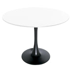 Tavolo da pranzo rotondo da 40" per 4 persone con piano in MDF e base in acciaio nero, per cucina e sala da pranzo
