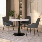 Tavolo da pranzo rotondo da 40" per 4 persone con piano in MDF e base in acciaio nero, per cucina e sala da pranzo
