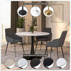 Tavolo da pranzo rotondo da 40" per 4 persone con piano in MDF e base in acciaio nero, per cucina e sala da pranzo