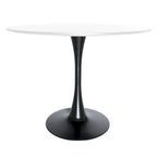 Tavolo da pranzo rotondo da 40" per 4 persone con piano in MDF e base in acciaio nero, per cucina e sala da pranzo