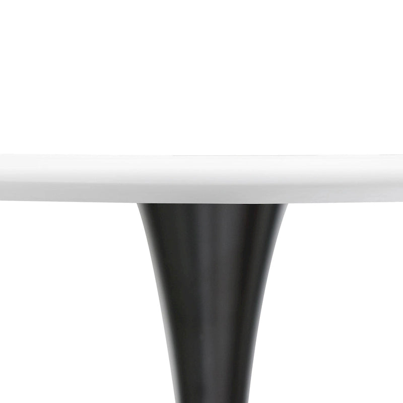 Tavolo da pranzo rotondo da 40" per 4 persone con piano in MDF e base in acciaio nero, per cucina e sala da pranzo