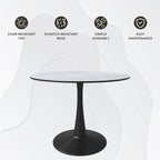 Tavolo da pranzo rotondo da 40" per 4 persone con piano in MDF e base in acciaio nero, per cucina e sala da pranzo
